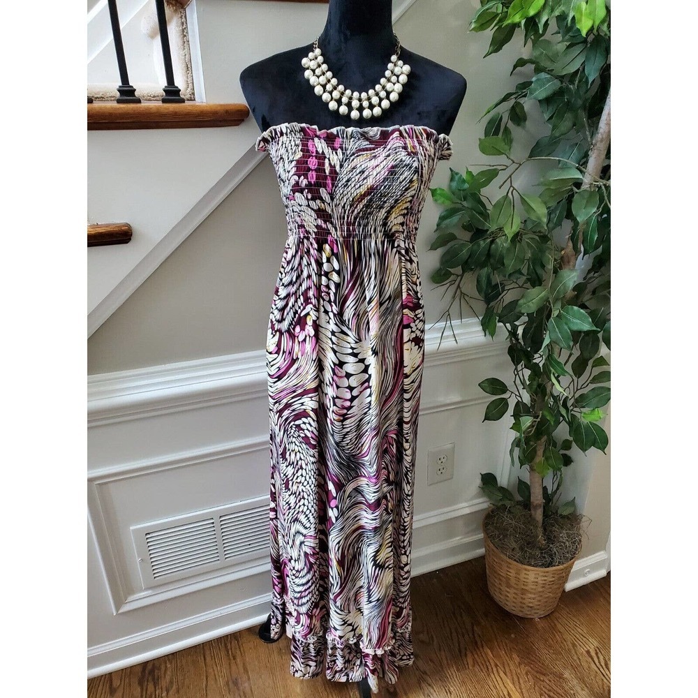 Just Love Women's Multicolor Polyester Off The Shoulder Long Maxi Dress Size L